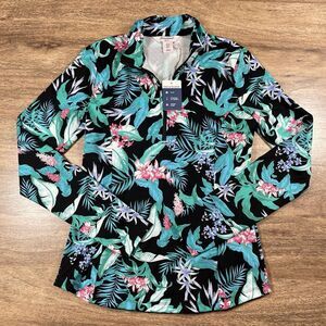 NWT TOMMY BAHAMA Golf Tennis S Long Sleeve Shirt 1/4 Zip Popover‎ Top TROPICAL
